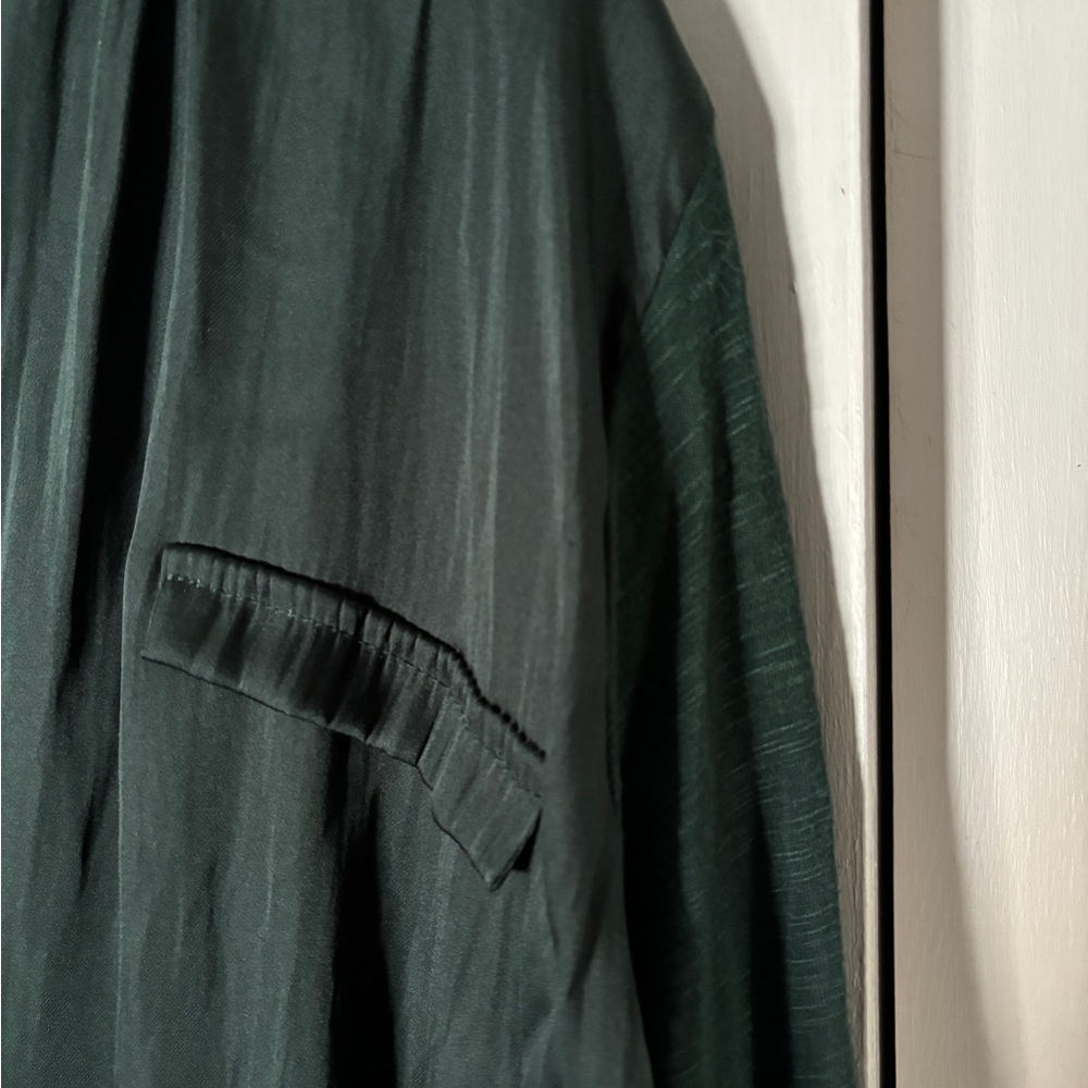 Anthropologie Dolan satin wrap blouse evergreen - Picture 4 of 5